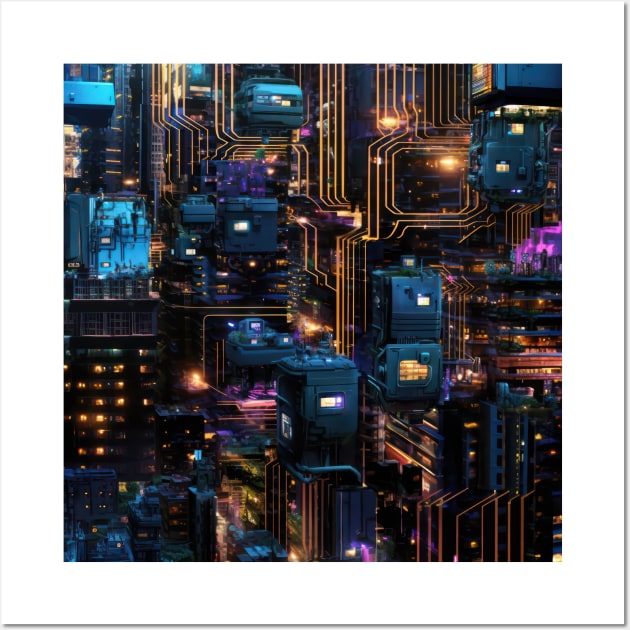 Cyber Circuit Cityscape Wall Art by star trek fanart and more